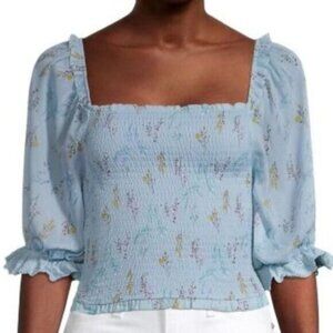 Allison New York Floral Smock Top Short Sleeve Medium NWT